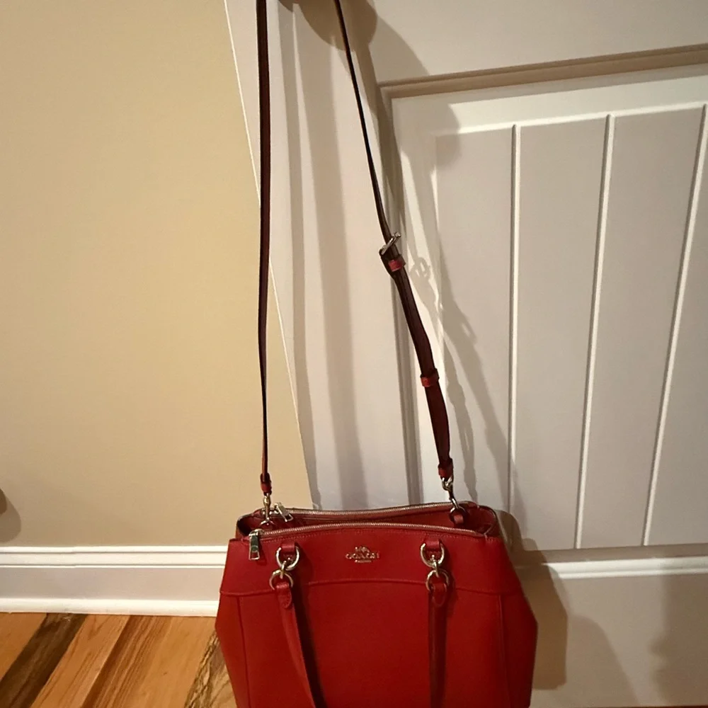 Coach Brooke Carryall Crossbody Leather Red Purse Shoulder Bag G1857-F25397 - Picture 7 of 16